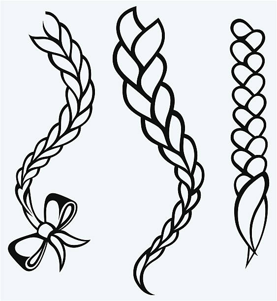 Hair braided Hair braided. Isolated on blue background braided stock illustrations