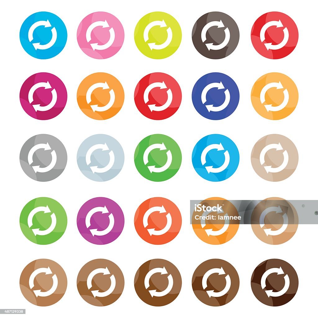 Reset Icons or Refresh Buttons Flat Icons, Illustration Collection of 16 Reset Icons or Refresh Symbols with Computer and Technology Concepts. 2015 stock vector