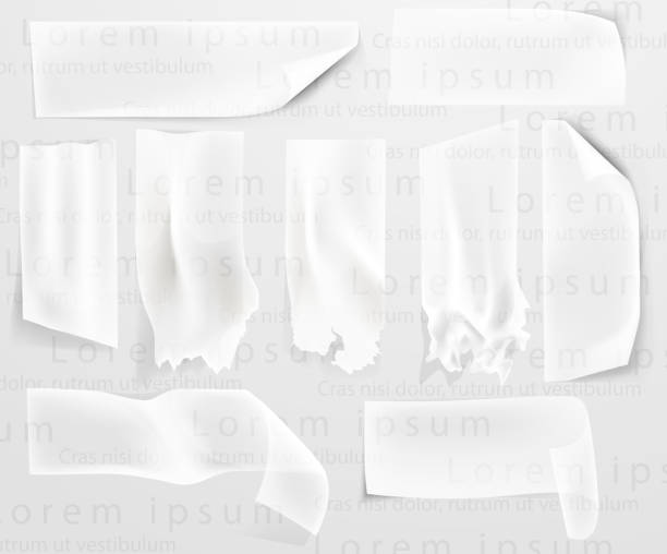 투명 접착 테이프, 스카치 테이프 - paper crumpled wrinkled white stock illustrations