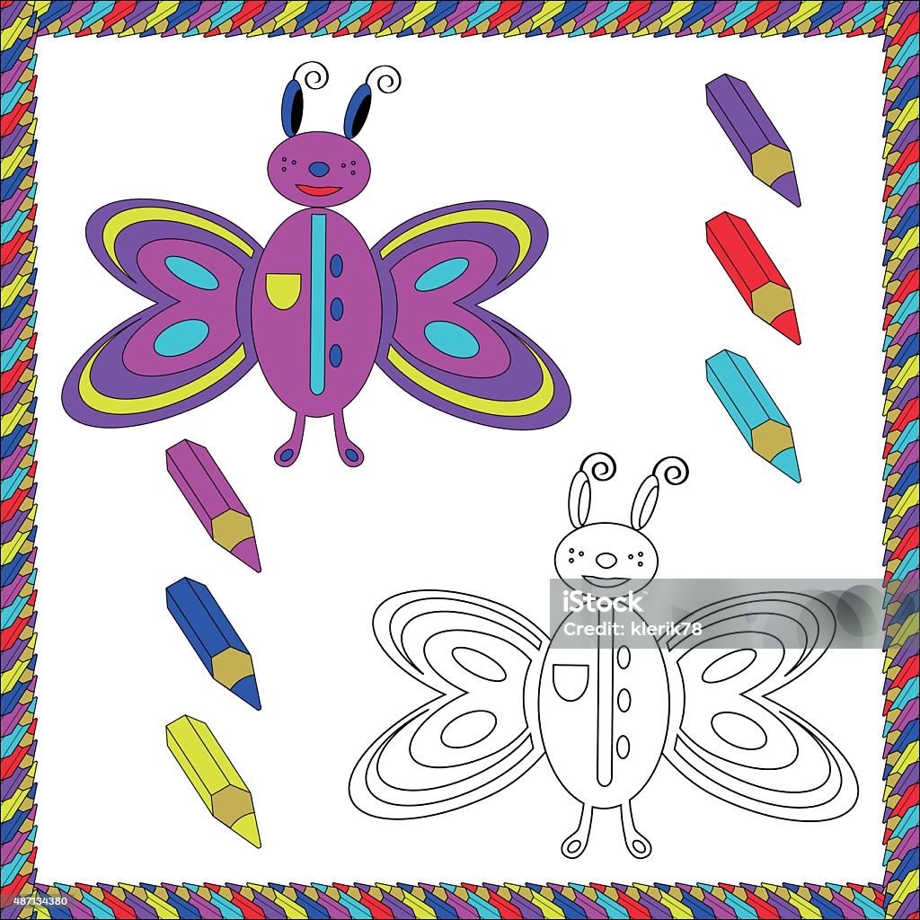 Coloring Book with insects (butterfly). Vector illustration. 2015 stock vector