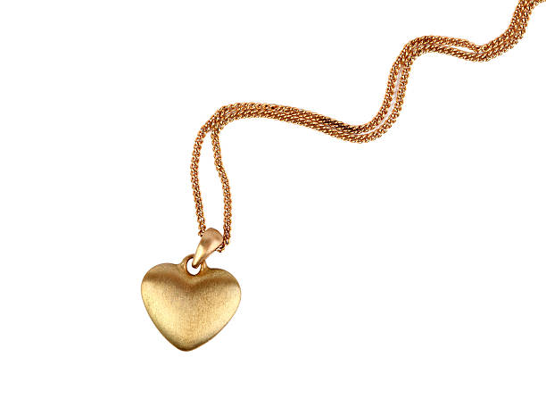 golden ciondolo a cuore - gold necklace foto e immagini stock