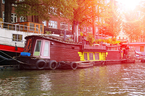 istock Boats on a canal in Amsterdam. Netherlands 487140256