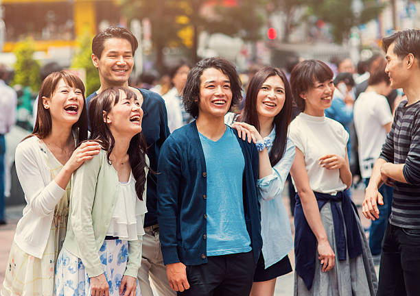 istock Happy japanese friends 487144096