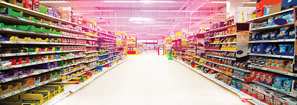istock Wide perspective of empty supermarket 487145302