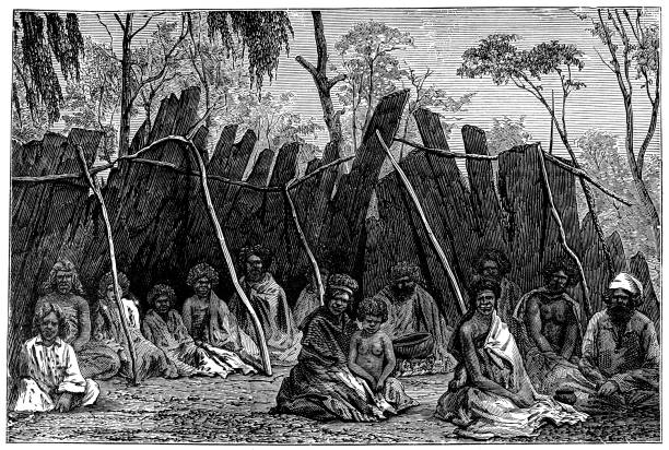 ilustrações, clipart, desenhos animados e ícones de pessoas e as tradições do mundo: os australianos - etnia aborígene australiana ilustrações