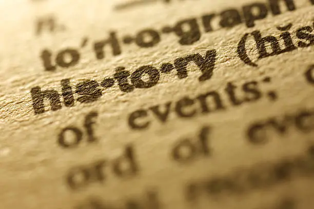 Selective focus on the word " History "ï¼shot with very shallow depth of field.