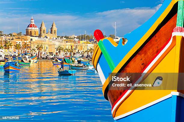 Marsaxlokk Fishing Village Malta Stock Photo - Download Image Now - Malta, Nautical Vessel, Fishing Boat