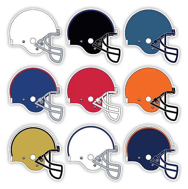 ilustrações, clipart, desenhos animados e ícones de capacete de futebol americano - sports helmet illustrations