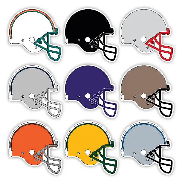 Vector illustration of Football Helmets