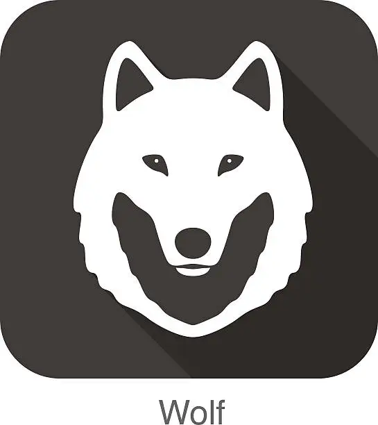 Vector illustration of Wolf face flat icon, vector illustration