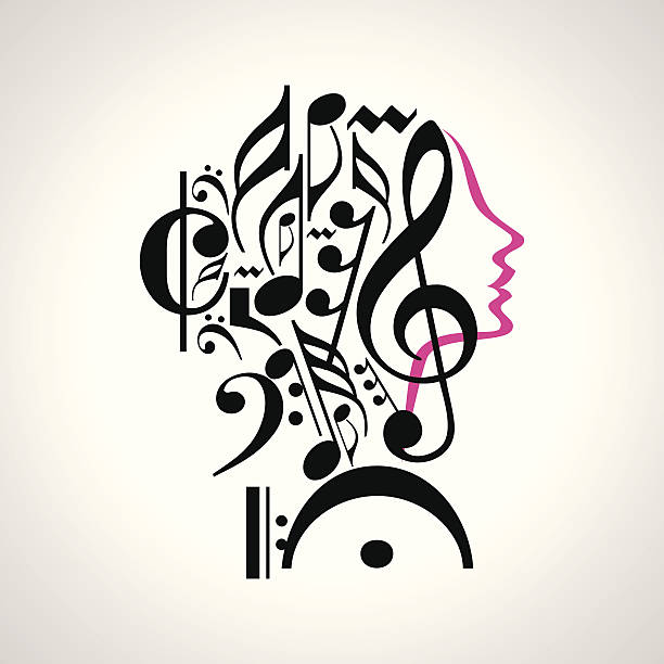 music head vector art illustration