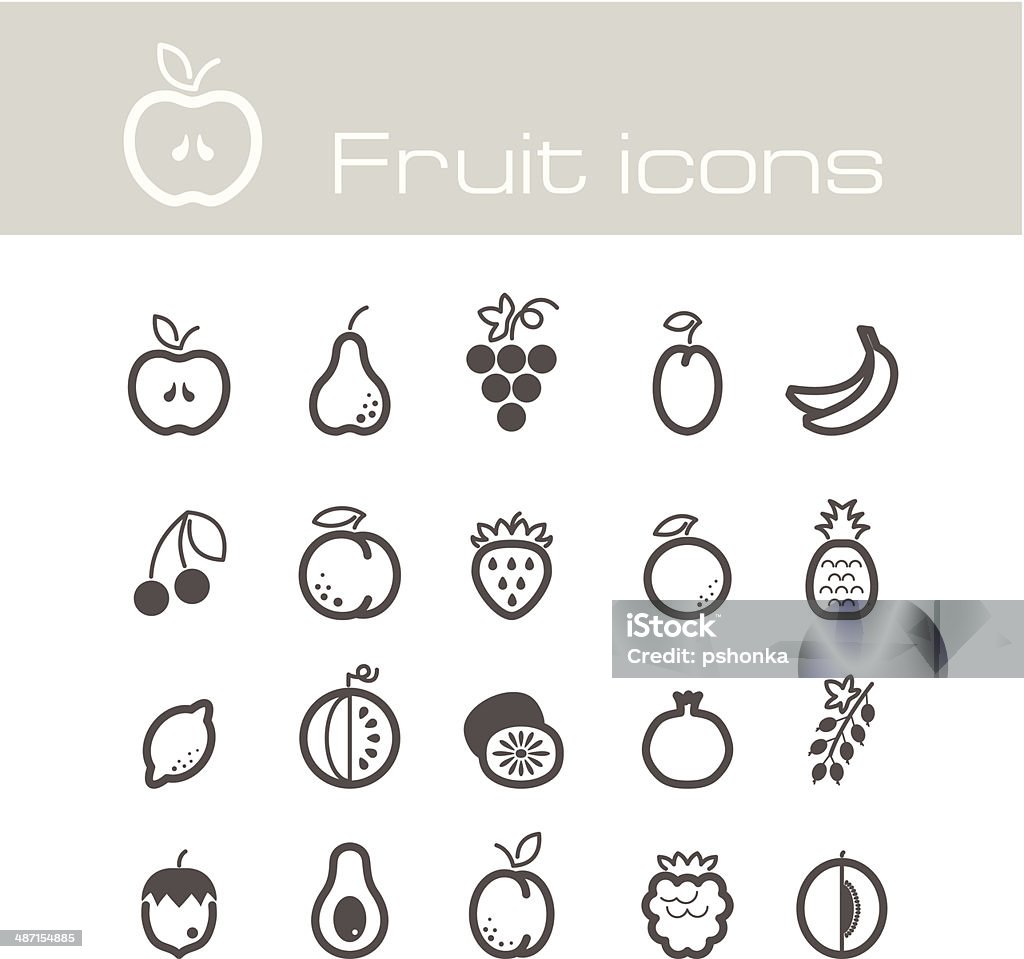 Conjunto de ícones de Frutas - Royalty-free Abacate arte vetorial