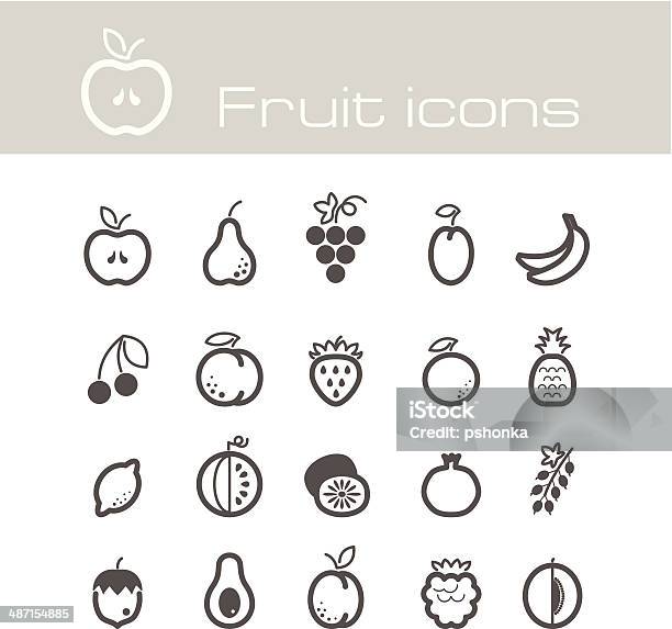 Conjunto De Ícones De Frutas - Arte vetorial de stock e mais imagens de Abacate - Abacate, Alimentação Saudável, Ameixa - Fruta