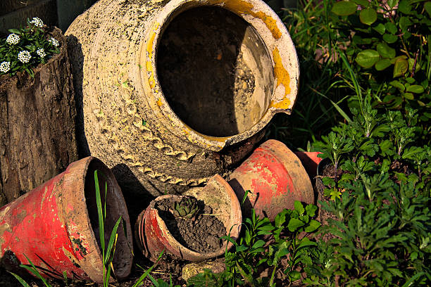 istock Old pots as garden decoration 487155481