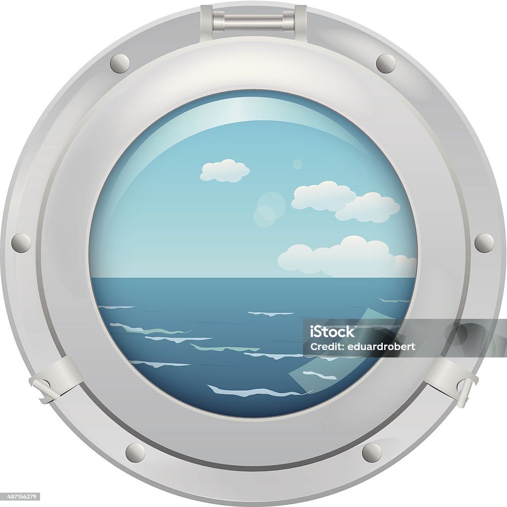 Porthole with sea view Ship stock vector