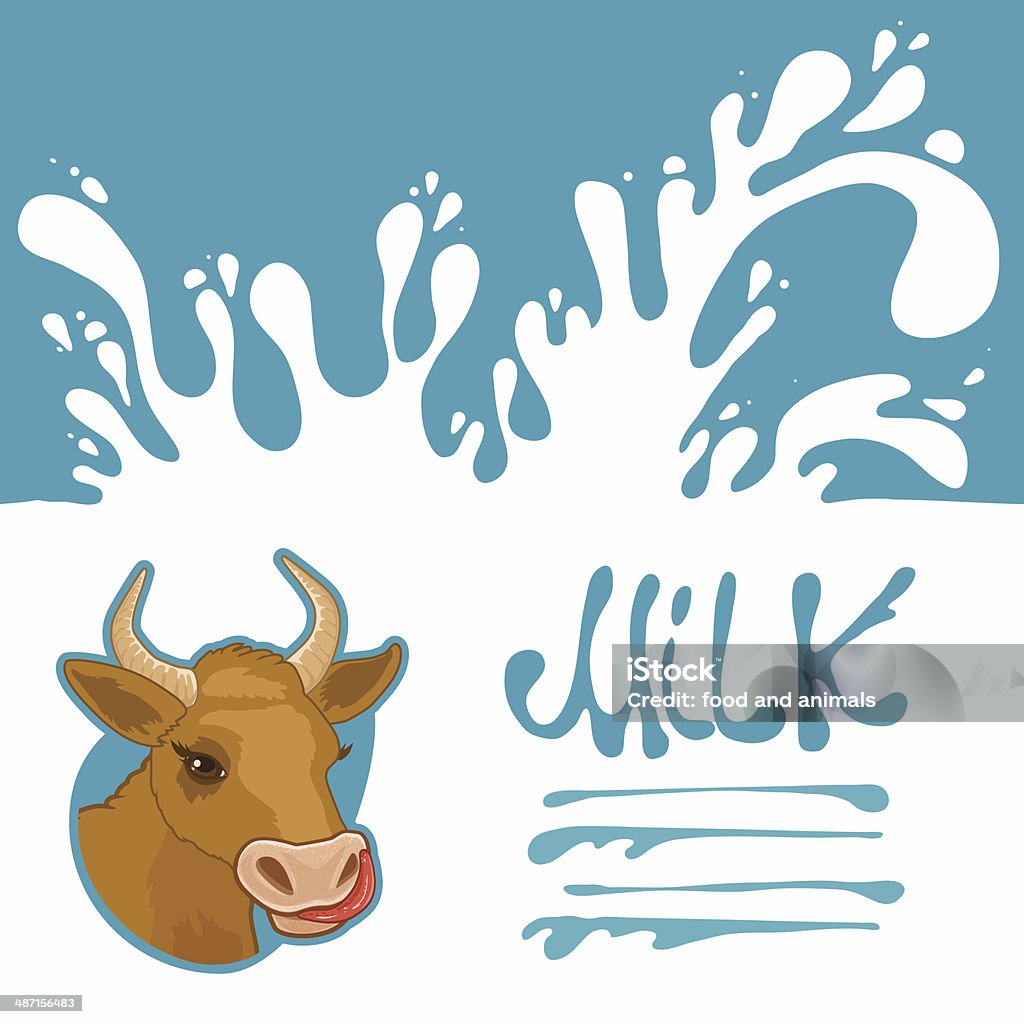 banner di mucca e latte spruzzi - arte vettoriale royalty-free di Agricoltura