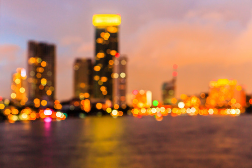 Bpkeh view of city of Bangkok with Chao Phra Ya river. Bangkok is the capital of Thailand.