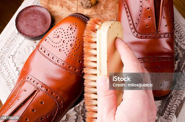 Brown Schuhe Stockfoto und mehr Bilder von Leder - Leder, Creme, Schuhwerk