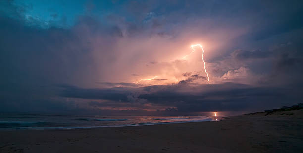 Beach Lightning stock photo