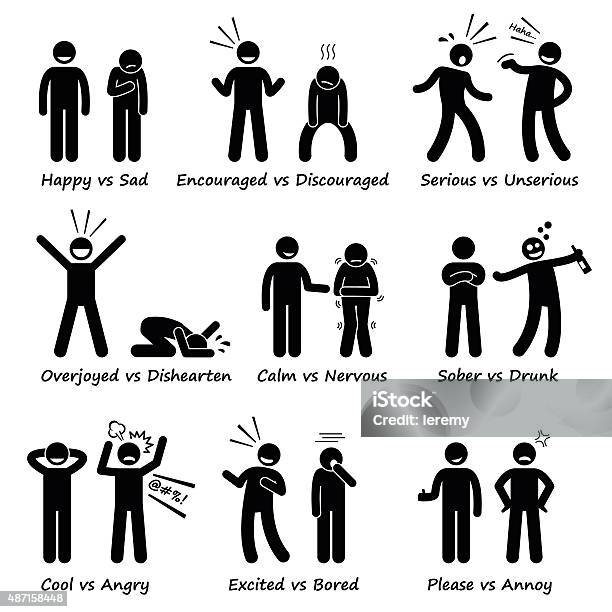 Human Opposite Behaviour Positive Vs Negative Character Traits Stock Illustration - Download Image Now