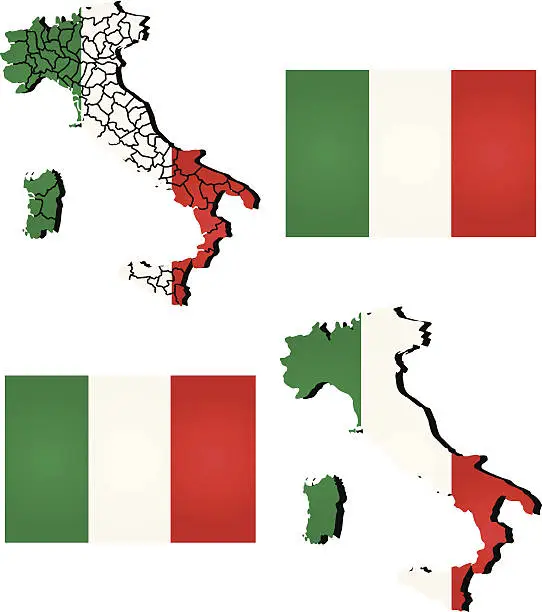 Vector illustration of Vector map of Italy