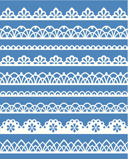 Lace patterns Set of lace patters. EPS8 lace doily crochet craft product stock illustrations
