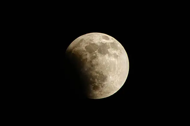 Partial lunar eclipse over Los Angeles on the morning of April 15, 2014.