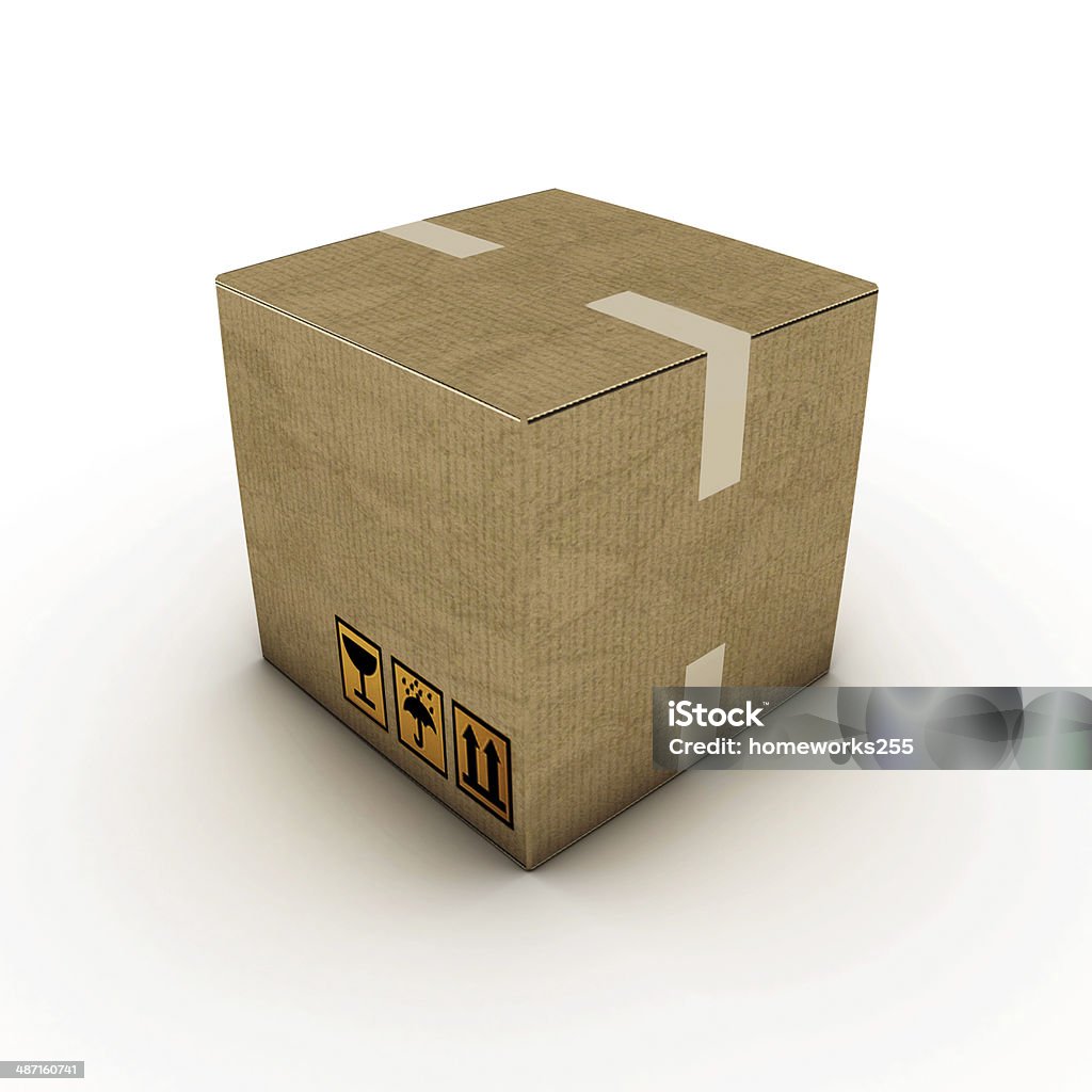 Caja de cartón aislado sobre fondo blanco - Foto de stock de Blanco - Color libre de derechos
