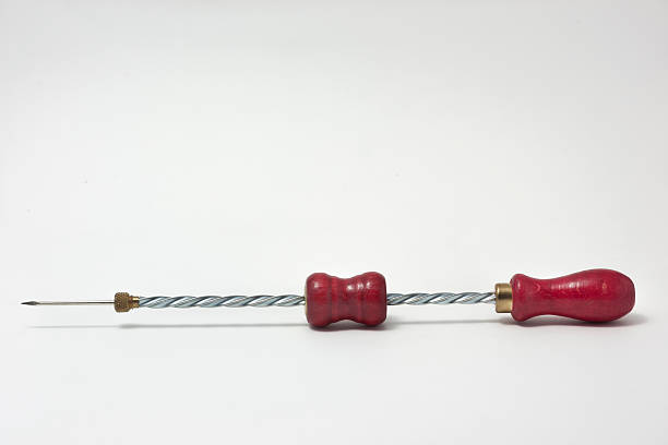 istock Wooden hand drill isolated on white background 487161764
