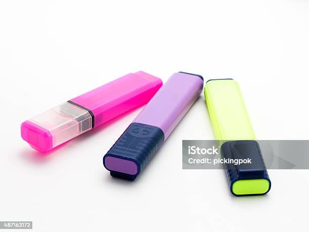 Colored Markers Isolated On White Background Stock Photo - Download Image Now - 2015, Art, Art And Craft