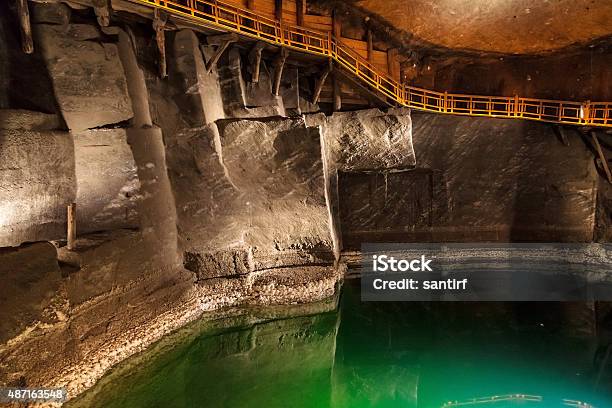 Underground Lake In Wieliczka Stock Photo - Download Image Now - Salt Mine, 2015, Cave