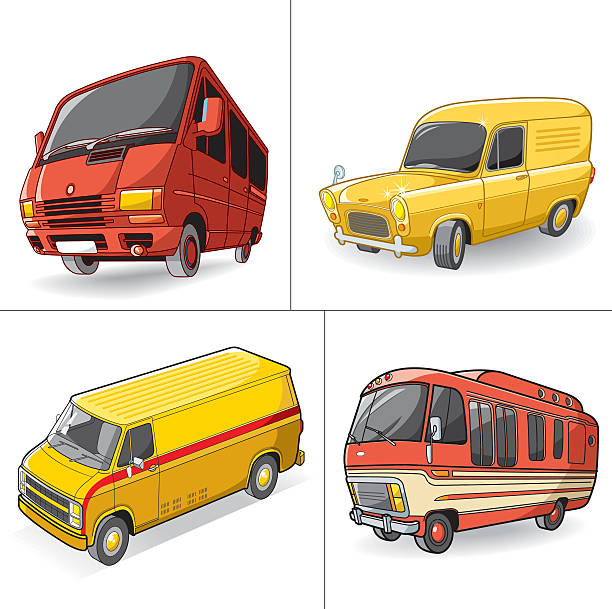 minibus set worked by adobe illustrator... coach bus stock illustrations