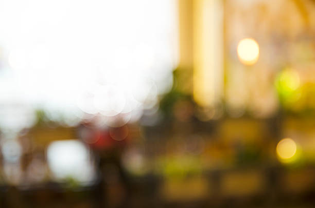 istock Vintage coffee shop blur background. - Stock image 487166482
