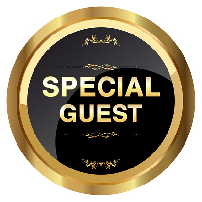 Special Guest Gold Badge, Gold label, Sale gold badge, Award, Finance, Off, Sell-off, Isolated On White, Sign, Giving, Selling, Currency, Marketing