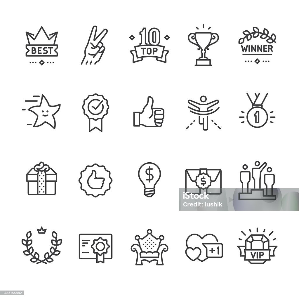 Winning, Success and Achievement vector icons Winning, Success and Achievement vector icon set. Adulation stock vector