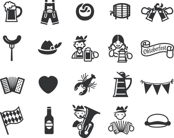 ilustrações, clipart, desenhos animados e ícones de a oktoberfest festival ícones definido. - cans toast