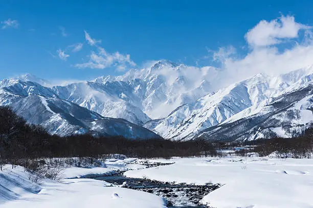 Winter moutains with snow.