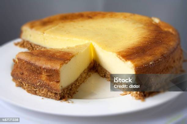 Plain Cheese Cake Slice Stock Photo - Download Image Now - 2015, Bakery, Cake