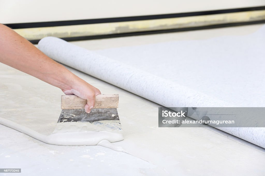 설치 PVC 바닥 - 로열티 프리 바닥재 스톡 사진