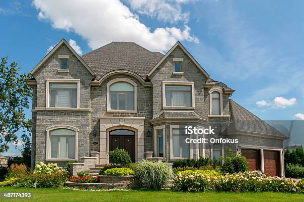 Luxury Suburban House Exterior In Summer Stock Photo - Download Image Now - Home Ownership, Horizontal, House