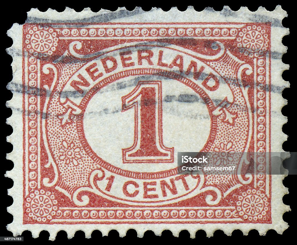 Netherlands Stamp Numeral 1 Cent NETHERLANDS - CIRCA 1898: Netherlands Stamp Numeral 1 Cent, circa 1898 Amsterdam Stock Photo