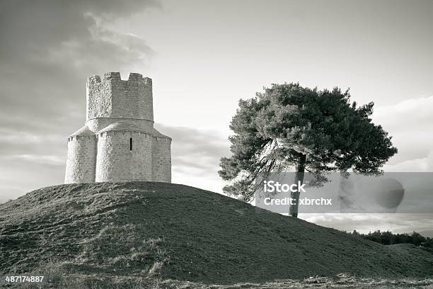 Dalmatian Stone Church On The Hill Stock Photo - Download Image Now - Ancient, Architecture, Black And White