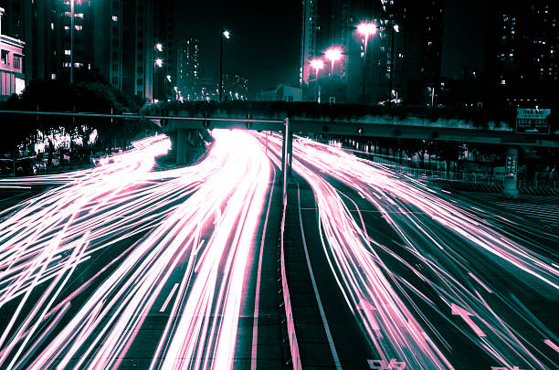 istock Big city road car lights at night 487175575