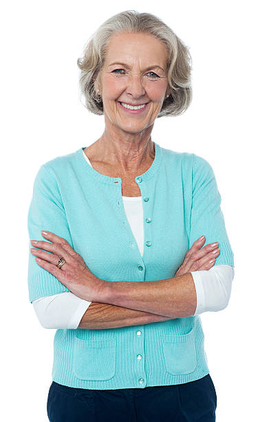 istock Old lady in casual wear posing confidently 487175791