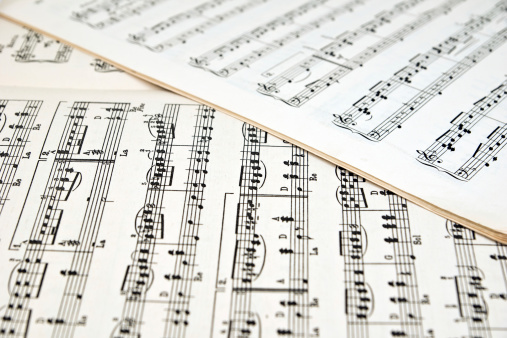close-up of musical notes