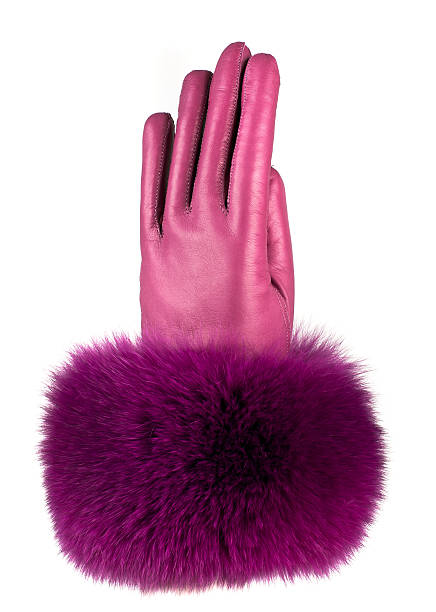 guanti donna in pelle isolato su bianco - formal glove glove leather pink foto e immagini stock