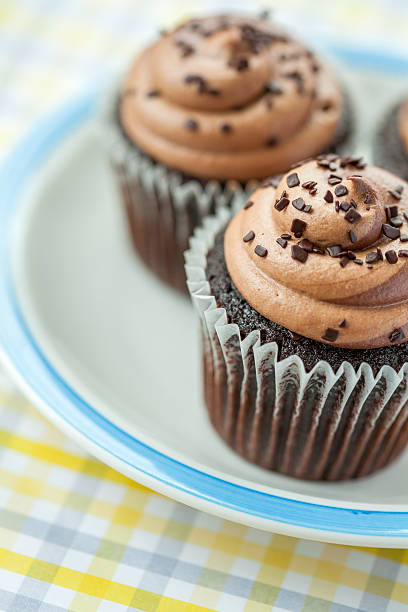 istock Triple Chocolate Cupcakes on a Plate 487179669