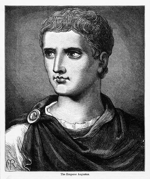 Caesar Augustus Roman Emperor Engraving Very Rare, Beautifully Illustrated Victorian Antique Engraving of Caesar Augustus Roman Emperor Victorian Engraving from Chatterbox Illustrated Magazine. Published in 1894. Copyright has expired on this artwork. Digitally restored. augustus caesar stock illustrations