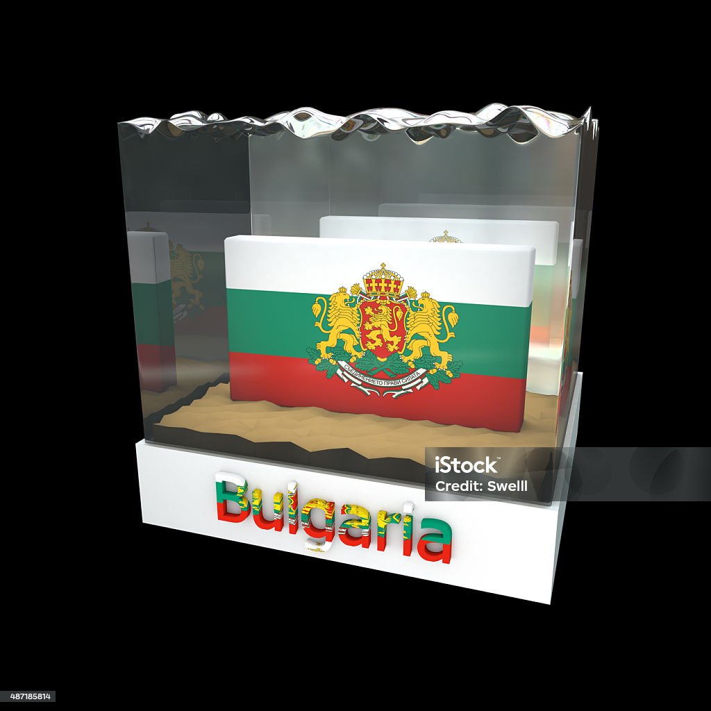 Bulgaria icon in 3d glass cube Bulgaria icon in glass cube with water. 3d rendered image. High quality 3d renderded cube with water and flag inside 2015 Stock Photo