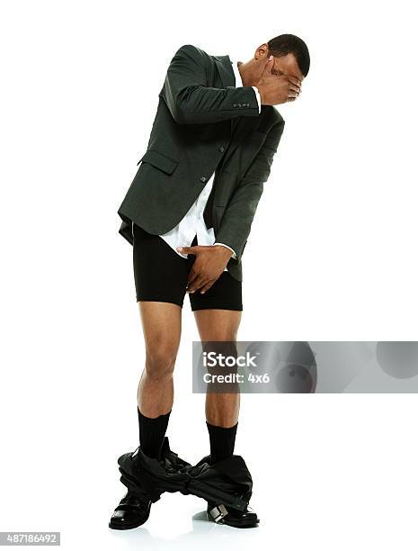 Businessman Caught With His Pants Down Stock Photo - Download Image Now - 20-24 Years, 20-29 Years, 2015